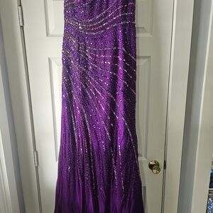 Elegant Purple Sequin Prom Dress
